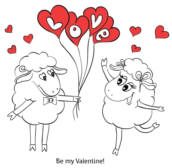 Pareja de enamorados. Caricatura lindo dos enamorados ovejas con ... Pareja de enamorados. Caricatura lindo dos enamorados ovejas con ...