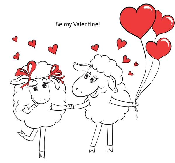 Pareja de enamorados. Caricatura lindo dos enamorados ovejas con ... Pareja de enamorados. Caricatura lindo dos enamorados ovejas con ...