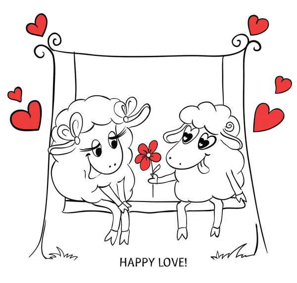 Pareja de enamorados. Caricatura lindo dos enamorados ovejas con ... Pareja de enamorados. Caricatura lindo dos enamorados ovejas con ...
