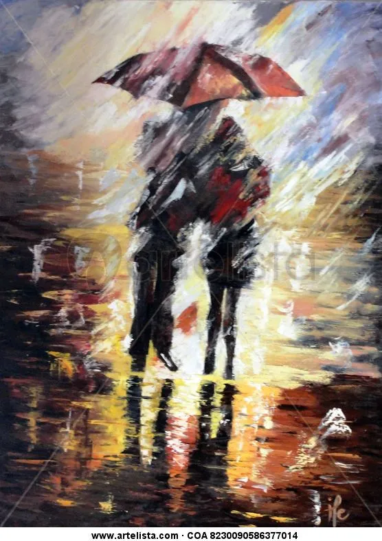 Pareja bajo la lluvia Ileana Hernández Salazar - Artelista.com