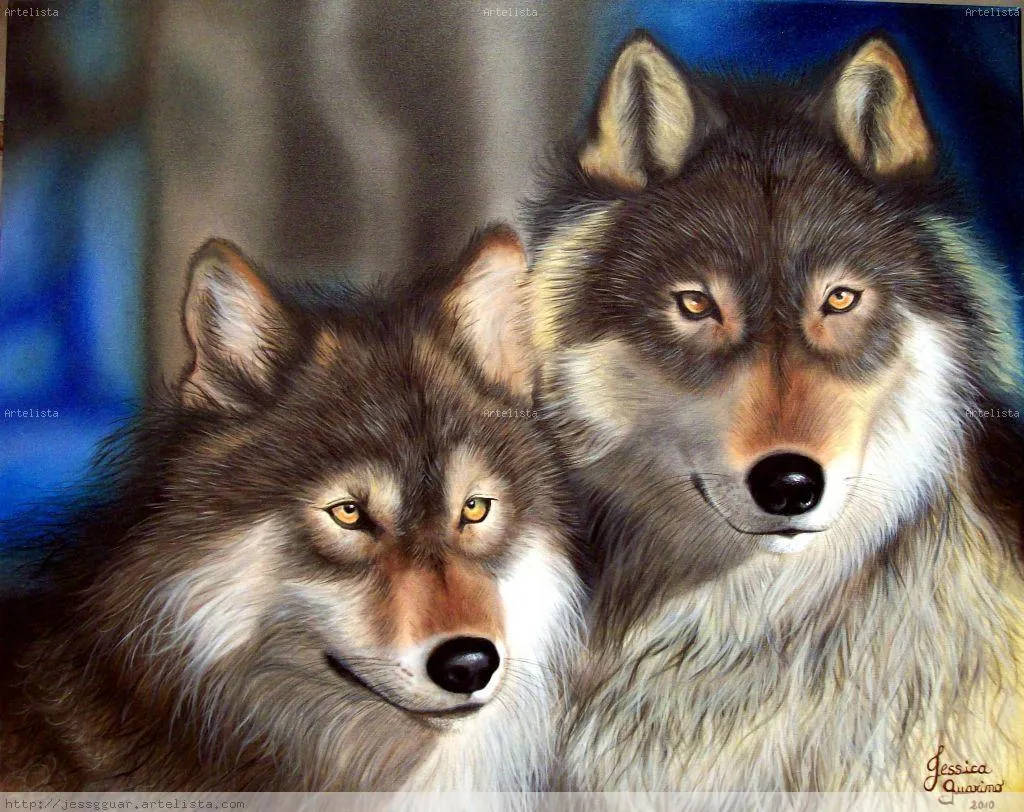 Pareja de lobos Jessica Guarino - Artelista. Pareja de lobos Jessica Guarino - Artelista.
