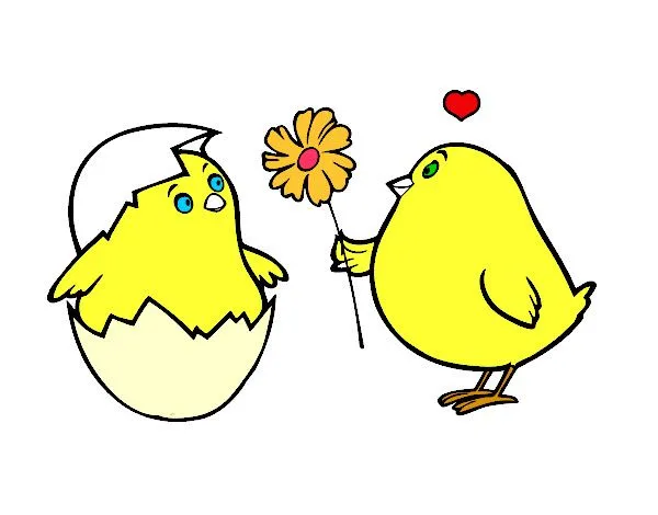Pareja de pollitos enamorados - Imagui