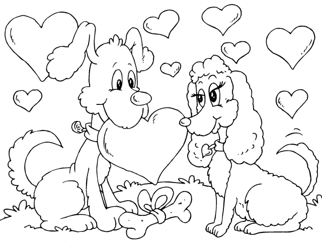 Imagenes de perros enamorados para colorear - Imagui