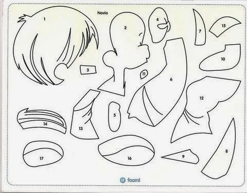 Parejita de novios hecha con foamy. Tutorial con plantillas ...