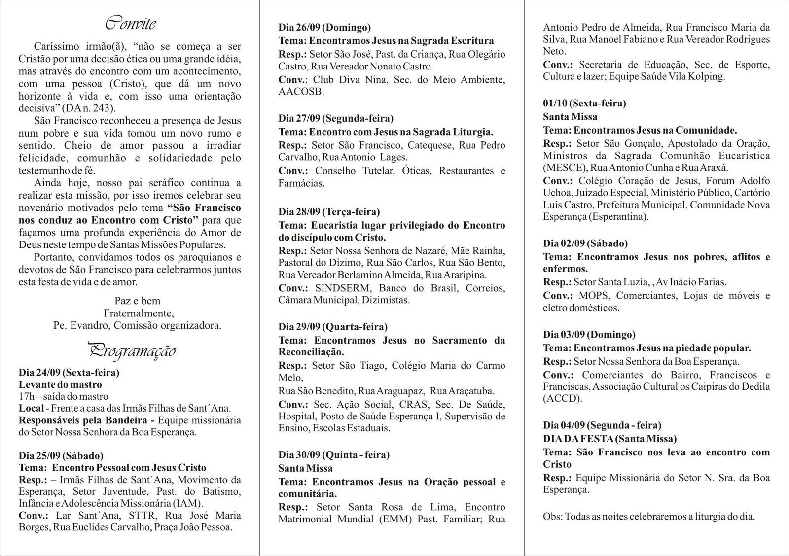 Paróquia São Gonçalo: Folder - Festejos a São Francisco de Assis ... Paróquia São Gonçalo: Folder - Festejos a São Francisco de Assis ...