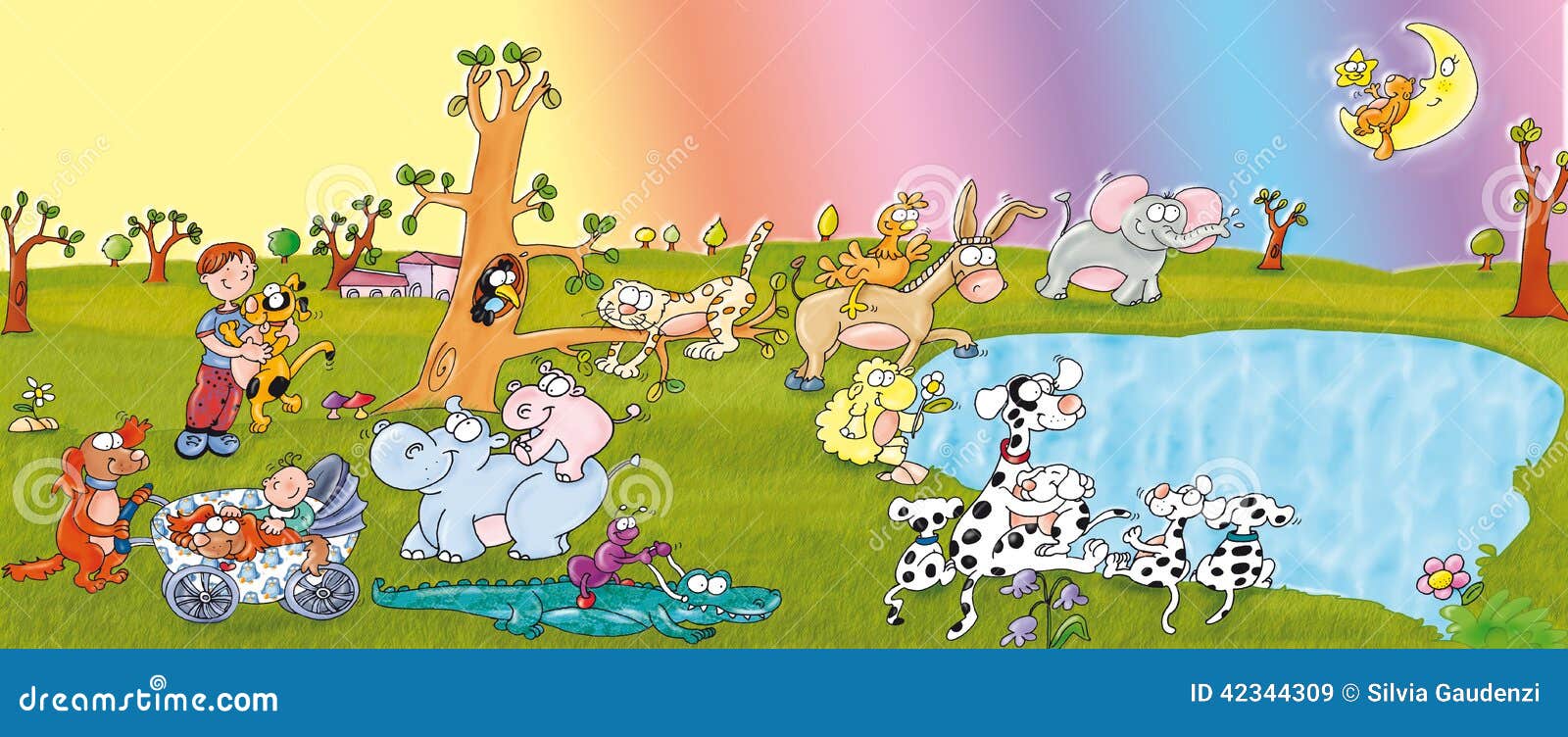 Parque Animal, Lago, Perros Y Niños, Felices Stock de ilustración ... Parque Animal, Lago, Perros Y Niños, Felices Stock de ilustración ...
