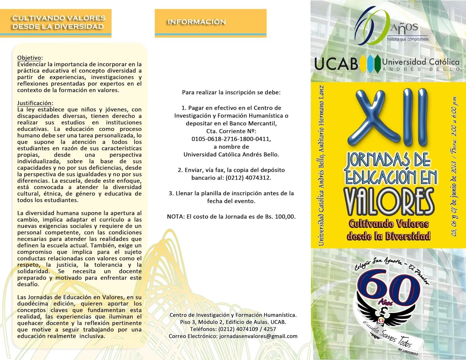 Parque Social UCAB: Invitación XII Jornadas Educación en Valores