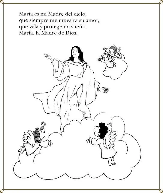 PARA COLOREAR: Asunción de la Virgen María