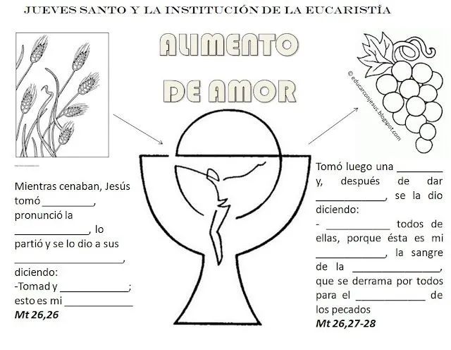 Parroquia La Inmaculada: Fichas para el Jueves Santo ( Parroquia La Inmaculada: Fichas para el Jueves Santo (