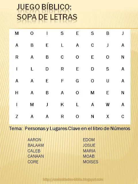 Parroquia La Inmaculada: Recursos Biblia VII: Sopa de letras