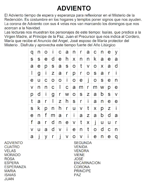 ADVIENTO Y NAVIDAD: Sopas de Letras de Adviento y Navidad I ADVIENTO Y NAVIDAD: Sopas de Letras de Adviento y Navidad I