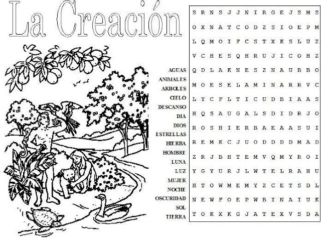 Parroquia La Inmaculada: Sopa de letras: La Creación Parroquia La Inmaculada: Sopa de letras: La Creación