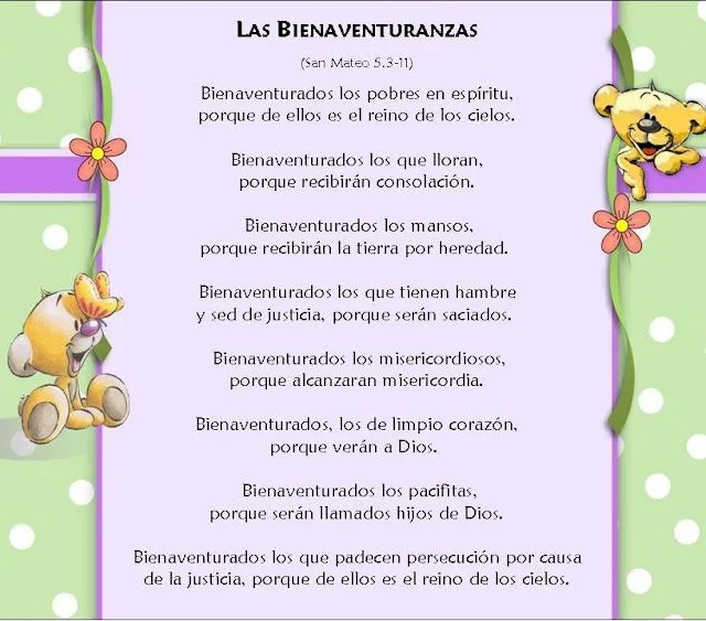 Parroquia La Inmaculada: Tarjetas Bienaventuranzas