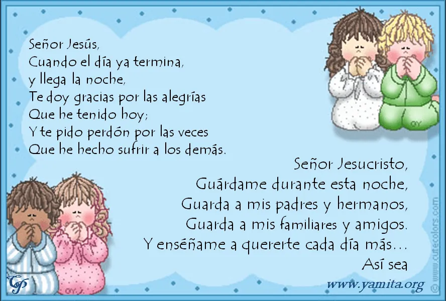 Parroquia La Inmaculada: Tarjetas-Oraciones para niños