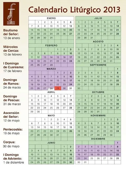 PARROQUIA DE SAN LUIS GONZAGA (Almería): CALENDARIO LITURGICO 2013 PARROQUIA DE SAN LUIS GONZAGA (Almería): CALENDARIO LITURGICO 2013