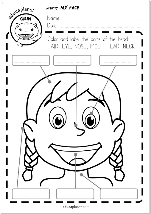 Partes de la cara - ficha GRATIS para imprimir español e inglés EDUCAPLANET APPS Partes de la cara - ficha GRATIS para imprimir español e inglés EDUCAPLANET APPS