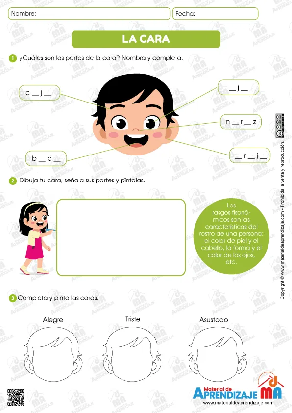 Las partes de la cara - Primer grado : Material de Aprendizaje Las partes de la cara - Primer grado : Material de Aprendizaje