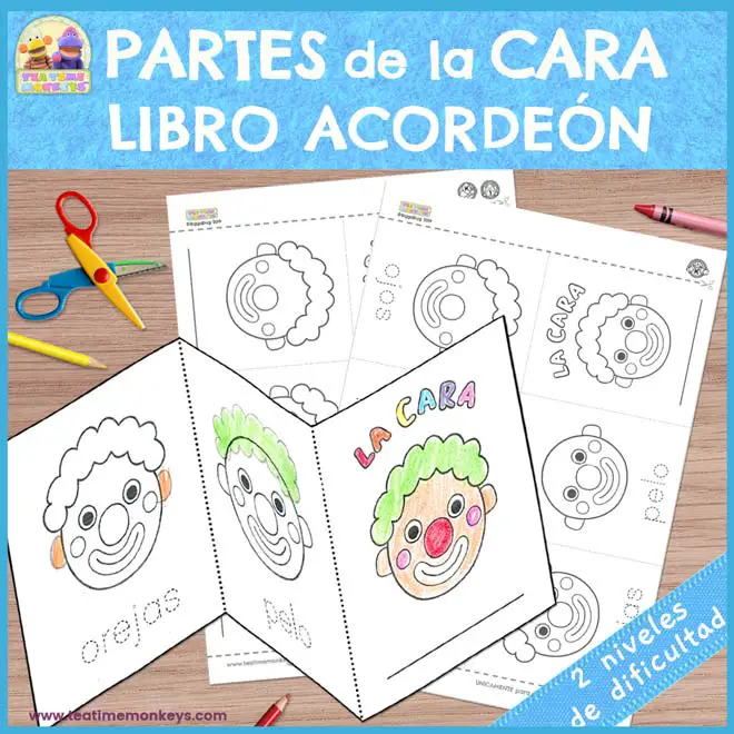Partes de la Cara Libro Acordeón - Tea Time Monkeys Partes de la Cara Libro Acordeón - Tea Time Monkeys