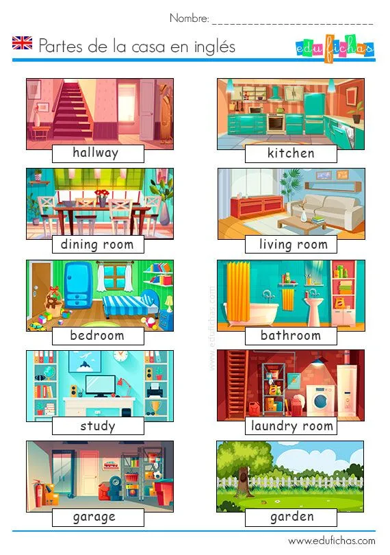 ▷ Partes de la Casa en Inglés | Fichas de vocabulario + ejercicios ▷ Partes de la Casa en Inglés | Fichas de vocabulario + ejercicios