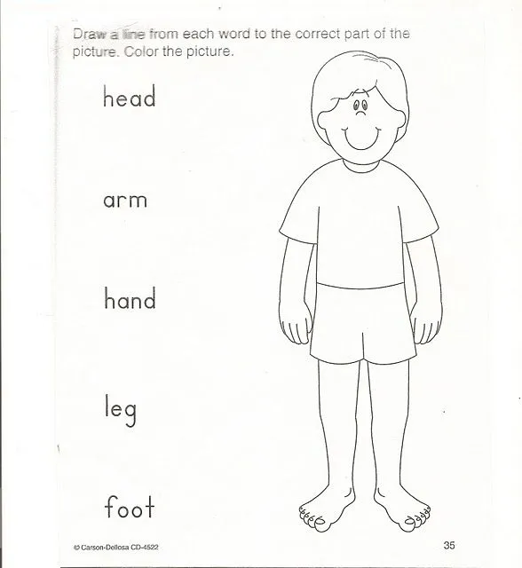 Fichas de Inglés para niños: Worksheets parts of body Fichas de Inglés para niños: Worksheets parts of body