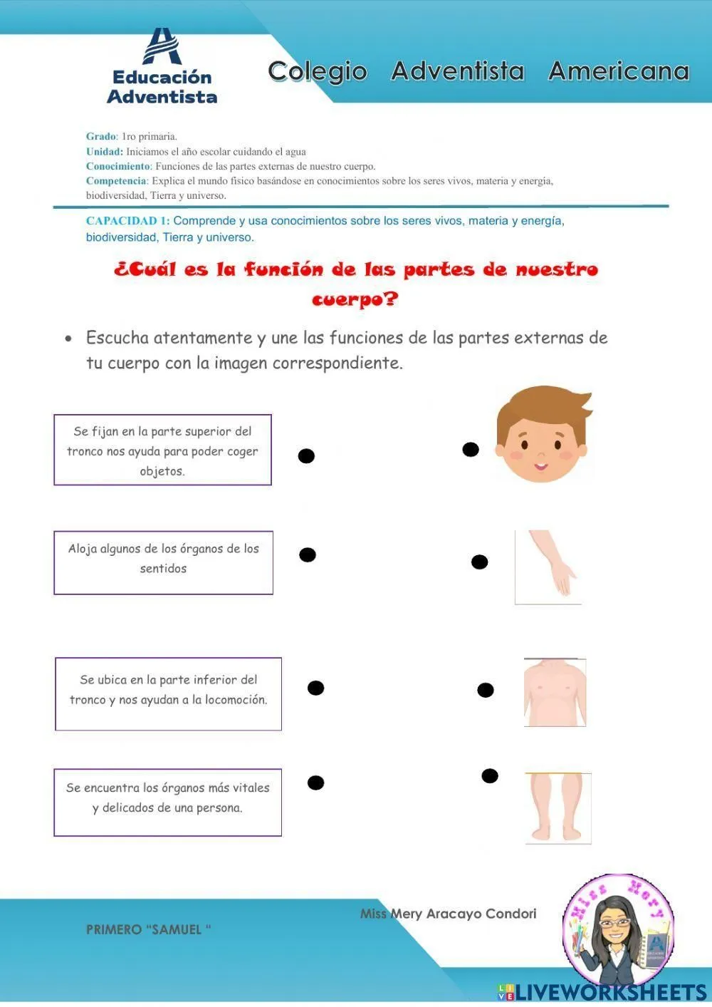 Partes externas de nuestro cuerpo y sus funciones worksheet | Live Worksheets Partes externas de nuestro cuerpo y sus funciones worksheet | Live Worksheets