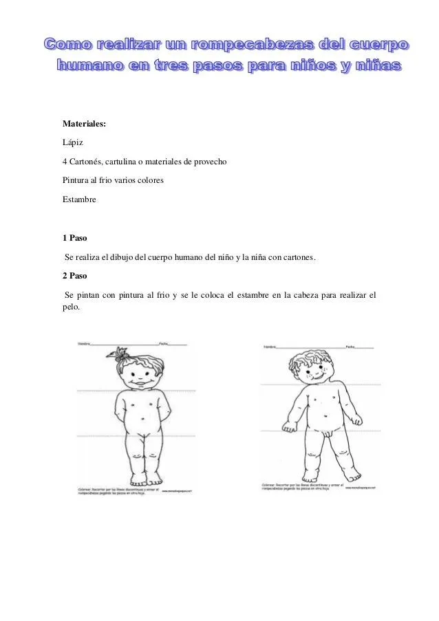 Partes del rompecabezas cuerpo humano (