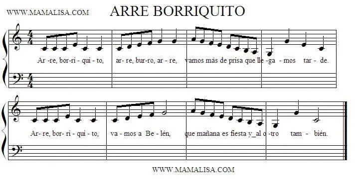 Partitura de Arre borriquito - Mamá Lisa's World en español Partitura de Arre borriquito - Mamá Lisa's World en español