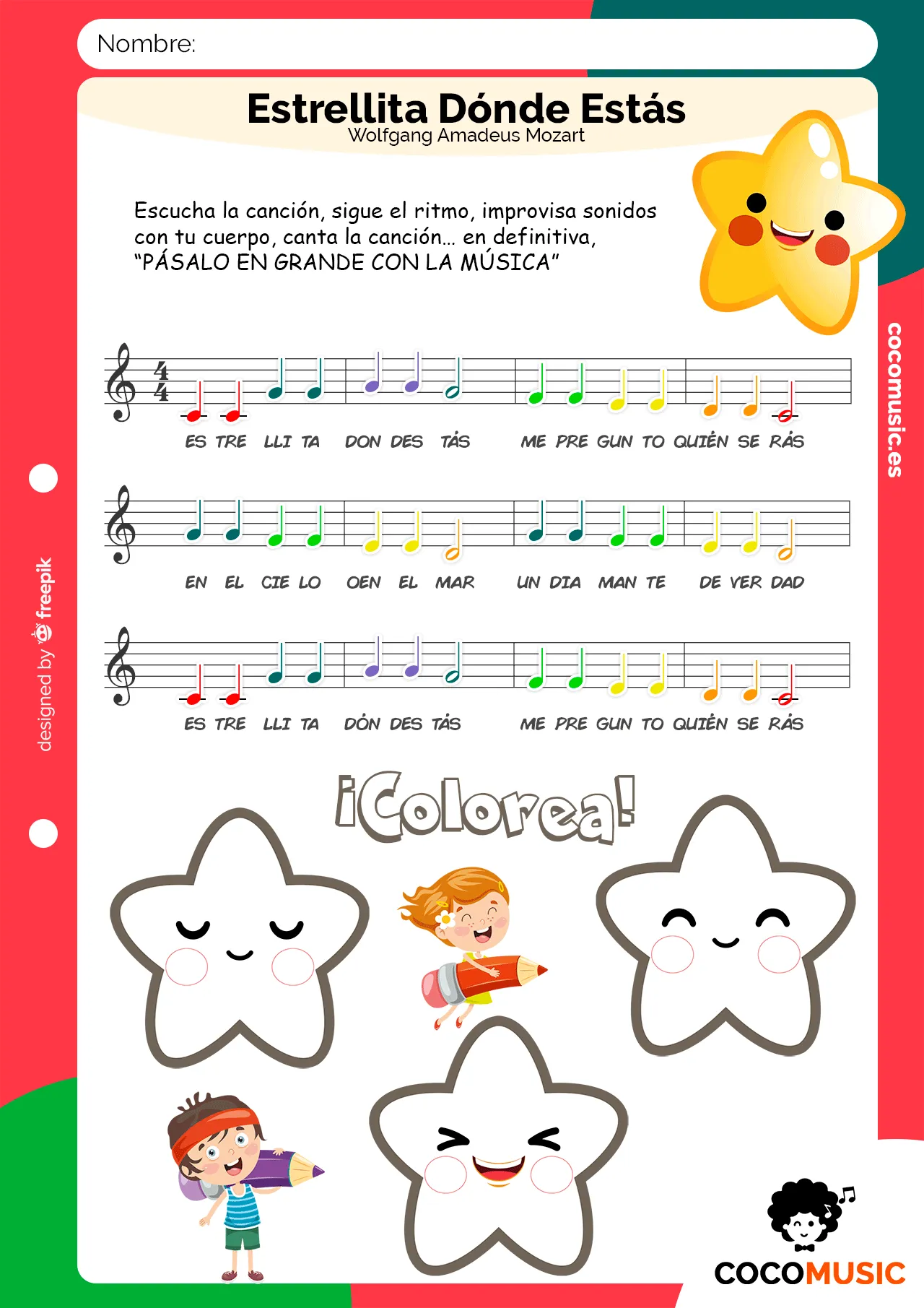 ▷ Partitura Estrellita dónde Estás 【 Niños 】 ▷ Partitura Estrellita dónde Estás 【 Niños 】