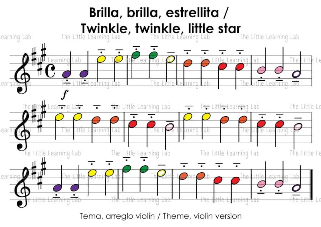 Partituras para principiantes violín PDF notas con código colores aprende música música para niños tema Estrellita Twinkle twinkle - Etsy México Partituras para principiantes violín PDF notas con código colores aprende música música para niños tema Estrellita Twinkle twinkle - Etsy México
