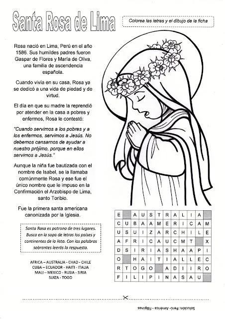 PASATIEMPOS Y CRUCIGRAMAS: Pasatiempos de Santa Rosa de Lima PASATIEMPOS Y CRUCIGRAMAS: Pasatiempos de Santa Rosa de Lima