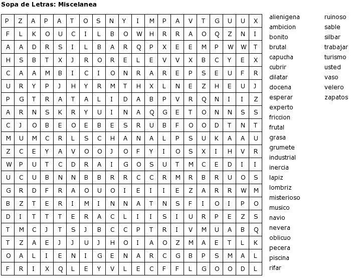 Sopa de letras imprimir - Imagui
