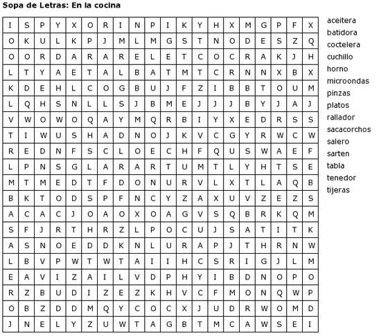 Sopa de letras de comida - 8 fotos e imágenes gratis - Imagui