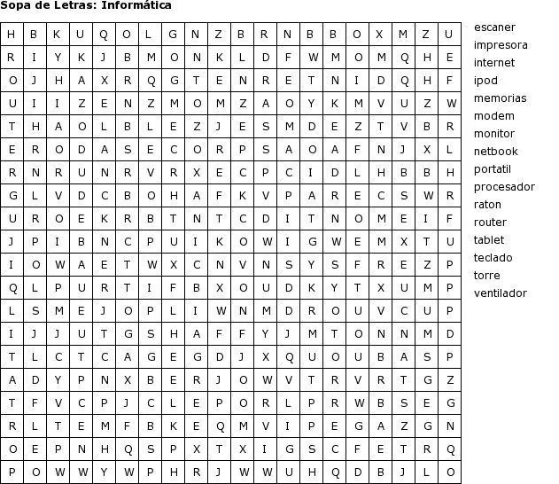 Crucigrama de computacion para imprimir - Imagui