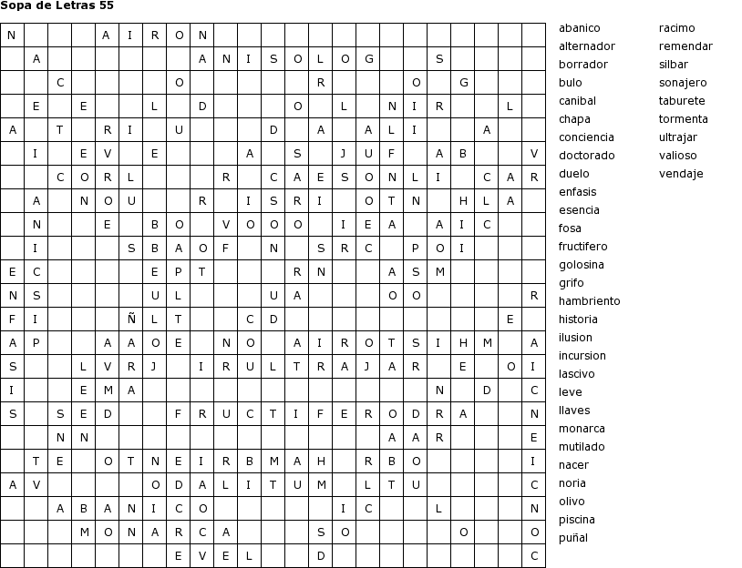 Pasatiempos para Imprimir: Sopa de Letras nº 55 Pasatiempos para Imprimir: Sopa de Letras nº 55