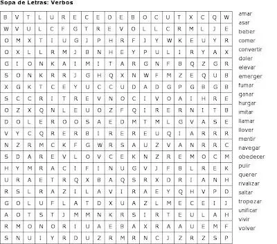 Pasatiempos para Imprimir: Sopa de Letras: Verbos Pasatiempos para Imprimir: Sopa de Letras: Verbos