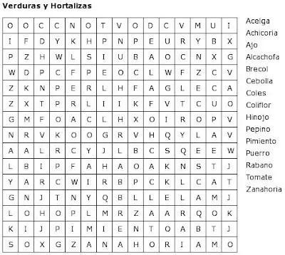 Pasatiempos para Imprimir: Sopa de Letras: Verduras y Hortalizas Pasatiempos para Imprimir: Sopa de Letras: Verduras y Hortalizas