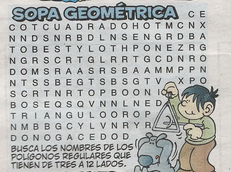 Pasatiempos Matemáticos de la Prensa: PMP. SOPA GEOMÉTRICA de letras Pasatiempos Matemáticos de la Prensa: PMP. SOPA GEOMÉTRICA de letras