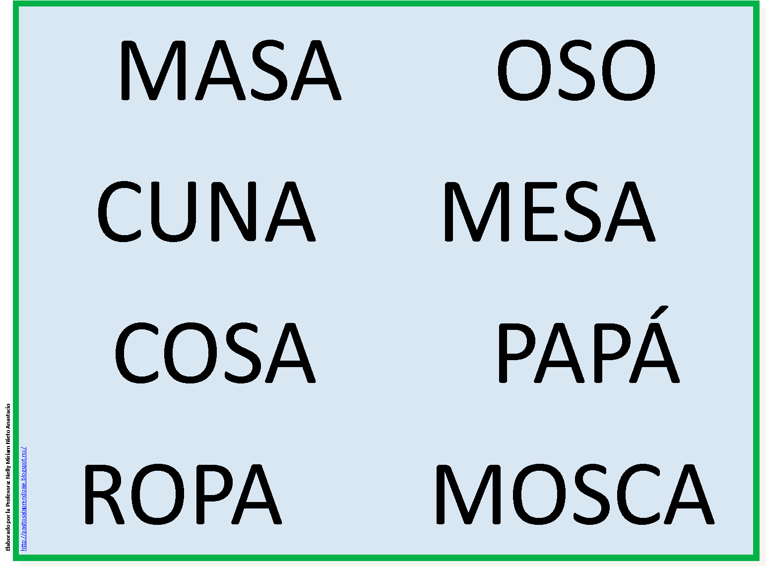 Pasitos al aprendizaje: Lotería y un memorama con las letras mcsoa ... Pasitos al aprendizaje: Lotería y un memorama con las letras mcsoa ...
