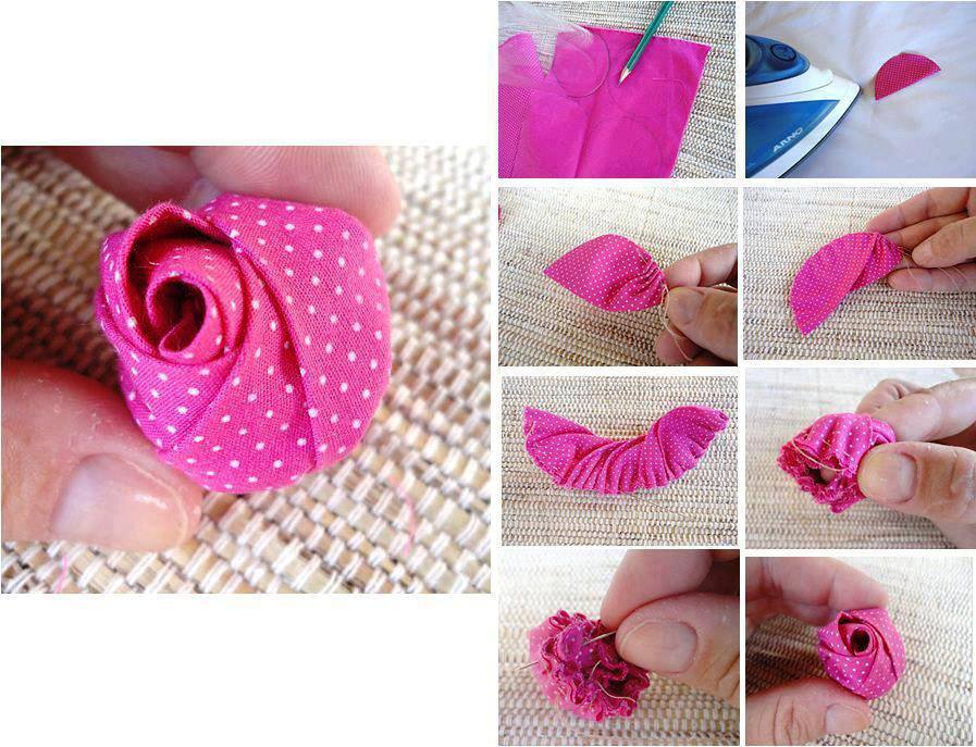 Paso a paso para hacer flor rosa de tela. | Bisuteria Coketa