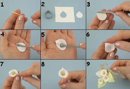 Paso a paso para hacer Flores de Calas en Masa Flexible o ... Paso a paso para hacer Flores de Calas en Masa Flexible o ...