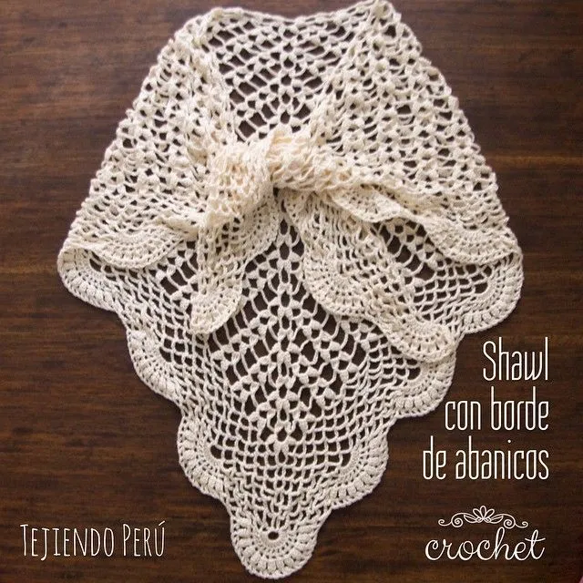 Paso a paso: shawl o chal con borde de abanicos tejido a crochet ... Paso a paso: shawl o chal con borde de abanicos tejido a crochet ...