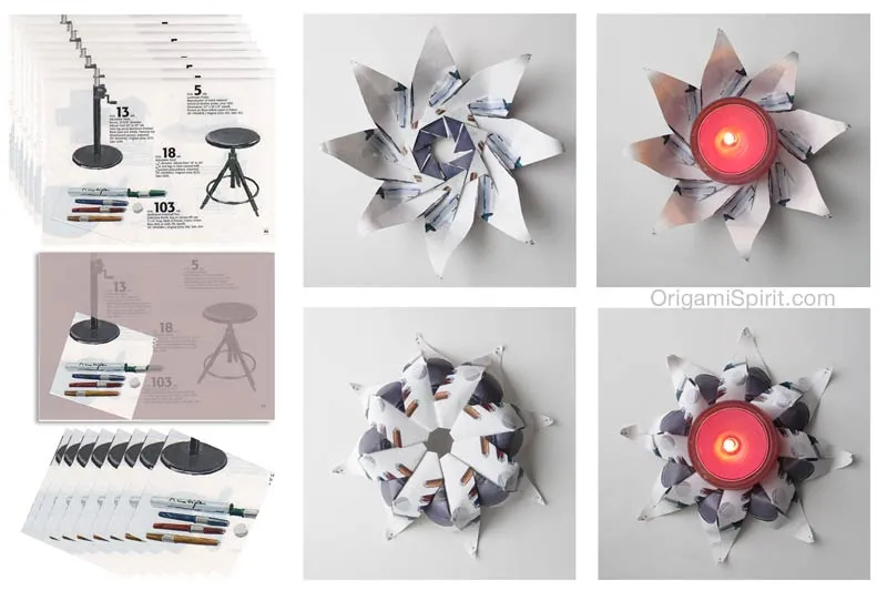 Pasos para hacer Origami -Flor Lirio en origami usada como candelabro Pasos para hacer Origami -Flor Lirio en origami usada como candelabro