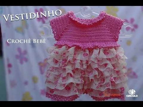 Passo a passo vestido em Crochê para Bebê -Babados Tamanho RN ... Passo a passo vestido em Crochê para Bebê -Babados Tamanho RN ...
