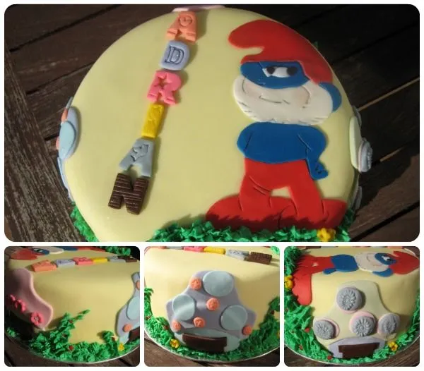 Pastel fondant con Papá Pitufo | La olla creativa de Gladys Pastel fondant con Papá Pitufo | La olla creativa de Gladys