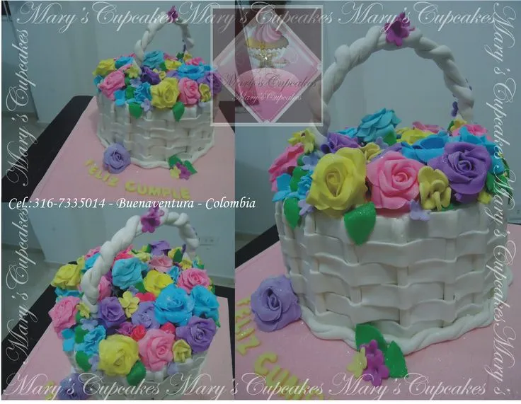PASTEL CON FORMA DE CANASTA DE FLORES, DECORADO EN FONDANT ... PASTEL CON FORMA DE CANASTA DE FLORES, DECORADO EN FONDANT ...