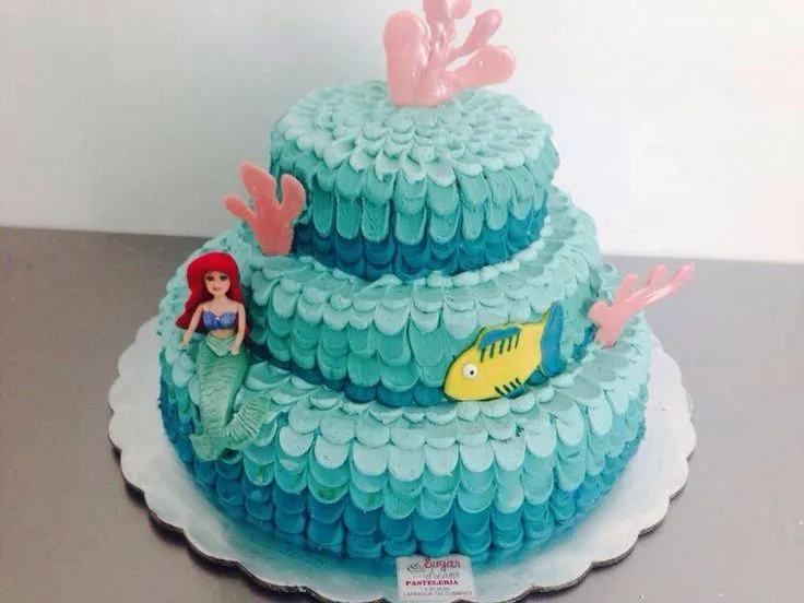 Pastel Sirenita/ Betún/ Pan arco iris/ Sabor Almendra/ | Pasteles ...