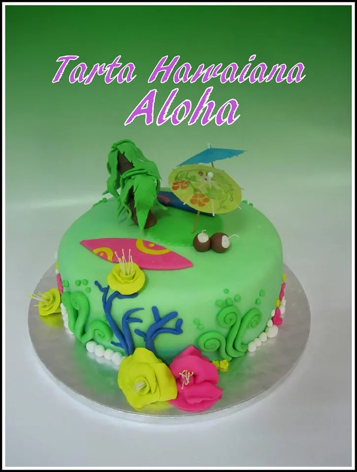 Pasteleria La Madrileña: Tarta de fondant Hawaiana Pasteleria La Madrileña: Tarta de fondant Hawaiana