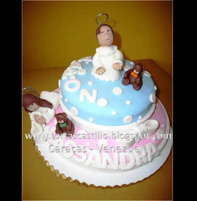 Tortas de bautizo con angelitos para niña - Imagui