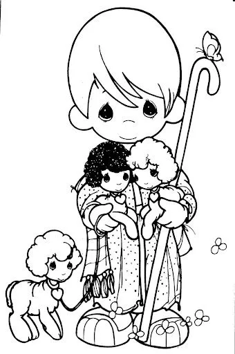 Pinto Dibujos: Pastor con ovejas precious moments Pinto Dibujos: Pastor con ovejas precious moments