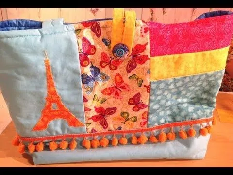 Como hacer patchwork en un bolso para playa - YouTube